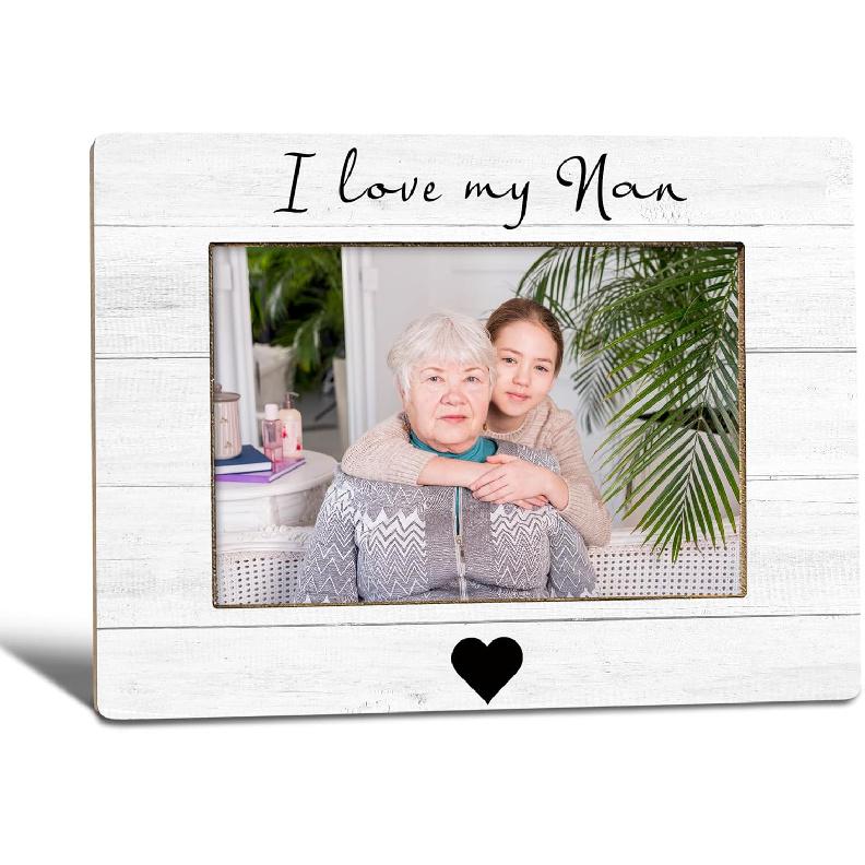 I Love My Nan Picture Frame, Mother's Day Gifts for Nan Grandma, Grandma Gifts from Grandkids Photo Frame 4x6, Grandmother Wooden Photo Picture