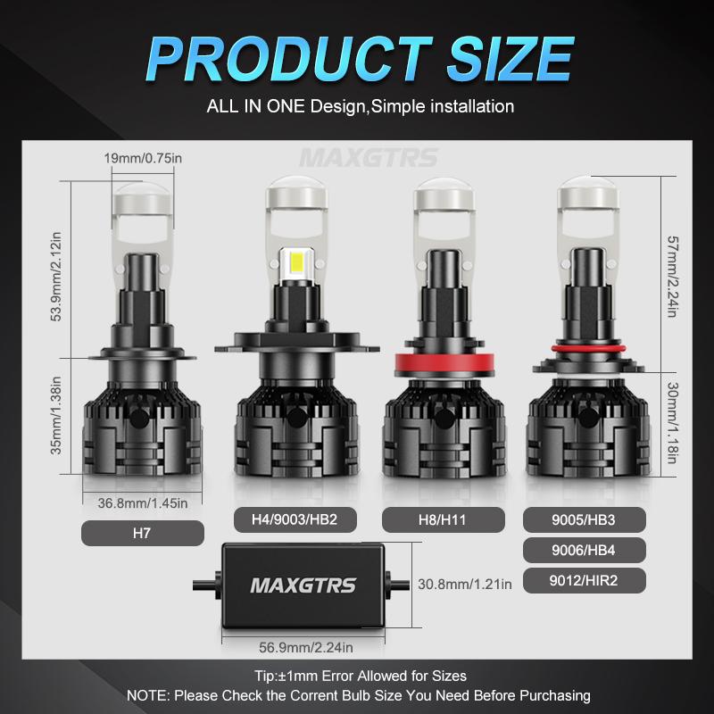 MAXGTRS 2x H4 Hi/Lo H7 Bi-LED Линза Проектора H11 9005 HB3 9006 HB4 Автомобильная Лампа Фары Canbus Lampada 6000K Мини Противотуманная Фара 12V LHD RHD