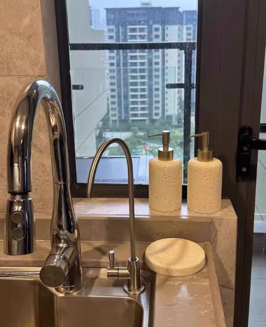 Травертиновый дозатор для мыла, мыльница, стаканчик для ополаскивателя, поднос, подставка для мыла, бутылка для антисептика, бутылка для лосьона, набор для ванной комнаты