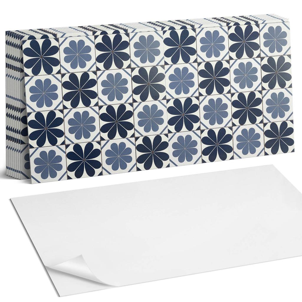Decorative Self-Adhesive Vinyl Tiles - For the Hallway Floral Pattern on Tiles 10x40x20 cm