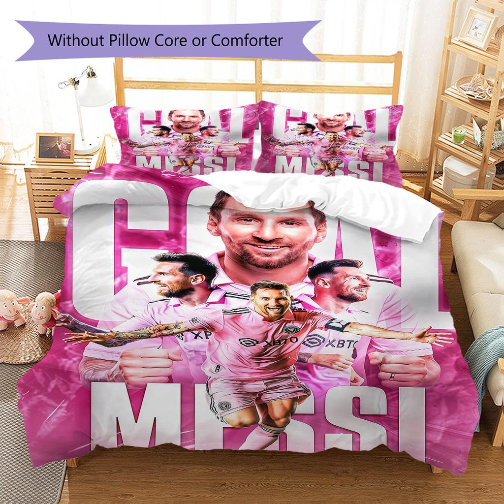 Lionel Messi Pattern Bedding,Quilt Set Quilt Cover Pillowcase Home Birthday Gift(1 * duvet cover + 2 * pillowcase, without core)