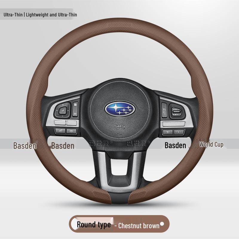 Genuine Leather Steering Wheel Cover for Subaru WRX, Crosstrek, XV, Forester, Outback, Levorg, BRZ