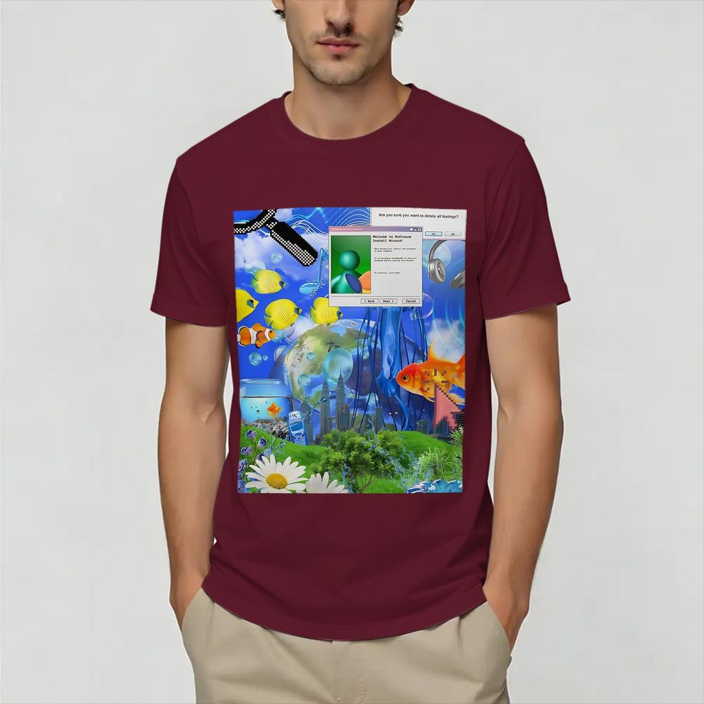 Frutiger Aero World Vaporwave Футболки Унисекс 100% Хлопок Новинка Футболка Круглый Вырез Футболка с коротким рукавом Одежда Большого размера