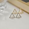 Triangular Hollow Pearl Earrings Small Geometric Earrings French Retro Pearl Earrings Trend