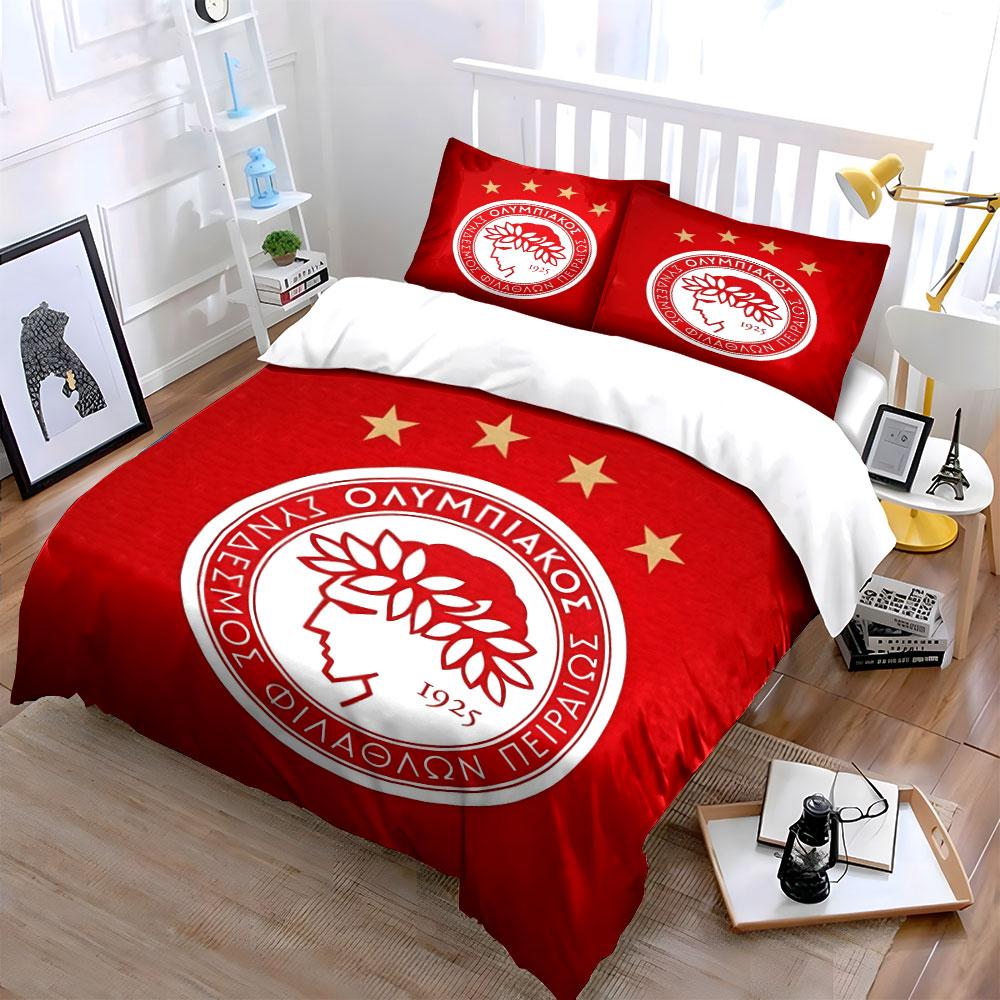 Olympiacos logo and stars. Bedding sets Duvet cover sets Duvet covers Pillowcases(1 * Duvet Cover 2 * Pillowcases without duvet insert)