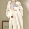 White Long Cardigan for Women Winter Clothes Knitted Fluffy Long Sleeve Cashmere Sweater Coat Clotkorean Style Warm Vintage