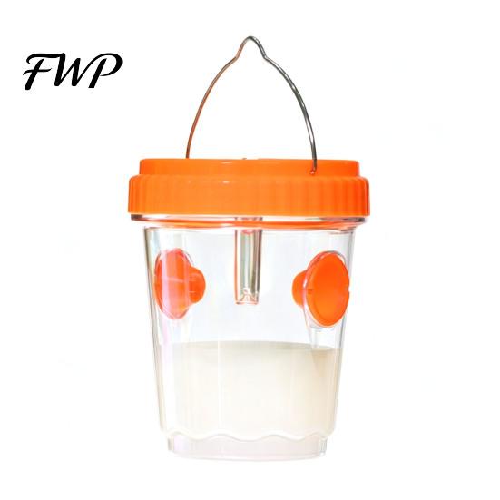 Fruit Fly Trap with Light Outdoor Solar Wasp Trap, Hanging Waterproof Hornet Bucket, Reusable Yellow Jacket Powered LED Light, Catcher for Garden