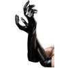 PLUM LAI Gothic Women Wet Look Faux Leather Gloves Evening Party Dress Cosplay Costume