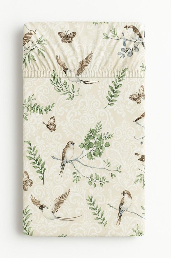 Cotton fitted sheet for a crib 120x60 cm - brown birds