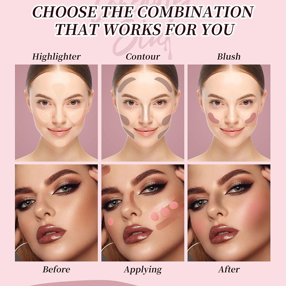 Natural Smooth Blush Stick Long Lasting Moisturizing Waterproof Contour Highlighter Blush Y4V5