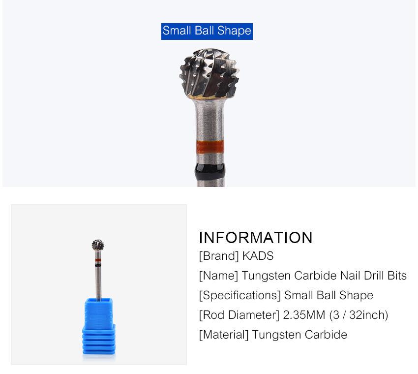 kads Электрическая пилочка для ногтей из сплава, сверла для ногтей, фрезы, электрическая маникюрная дрель, аксессуары для педикюра, маленький шарик