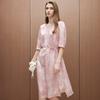 19mm Guanle Crepe 26 Summer New Round Neck Luxury Jacquard Elegant Aging Silk Dress