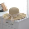 Трехмерная соломенная шляпа с кружевным бантом, связанная крючком, складная шляпа с большим краем, детская весенне-летняя пляжная шляпа от солнца