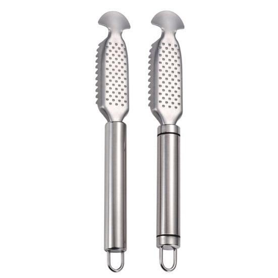 Инструмент для чистки рыбы. Средство для удаления накипи из нержавеющей стали с канавками. Скребок для рыбы с двумя рядами зубьев. Эргономичная ручка. Очиститель царапин от рыбьей чешуи.