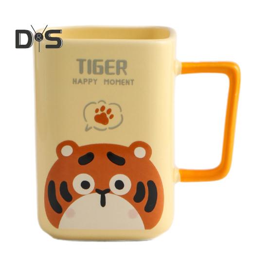 Керамическая кружка с изображением кота, кофейная кружка, квадратная художественная чашка, 420 мл, большая емкость, мультяшная чайная кружка, модная посуда для напитков, подарок для мужчин и женщин