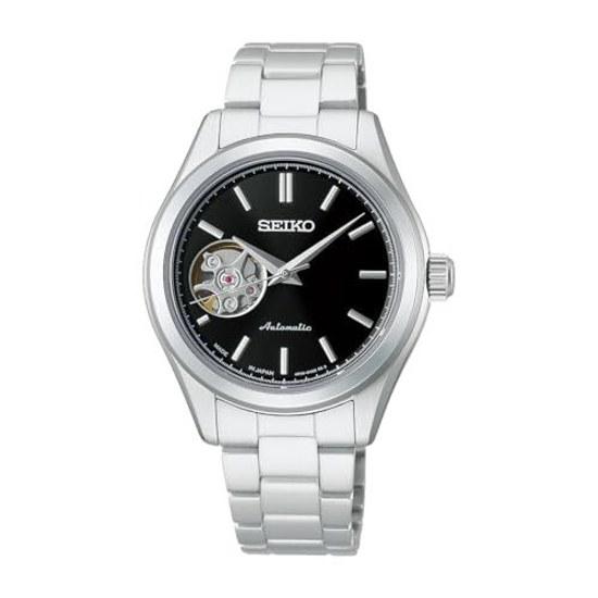 SEIKO SELECTION HFB008J Ladies Watch Made Japan Mechanical Automatic (with Manual Wind) Open Heart Easy Adjust Black Dial Stainless Steel