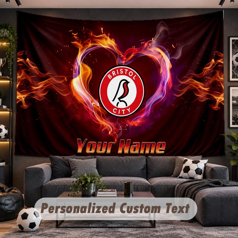 Wall Hanging Tapestry Custom NameBristol City Pattern Personalized Printed Fabric Wall Decor