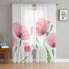 Poppy Flower Plant Tulle Curtains Balcony Room Fashion Printed Sheer Curtain Living Room Window Modern Decor
