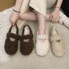 Gentle Fairy Wind 2025 Autumn and Winter Lamb Wool Shoes Female Wear Versatile Flat Bottom Pregnant Women Warm Bean Cotton Shoes