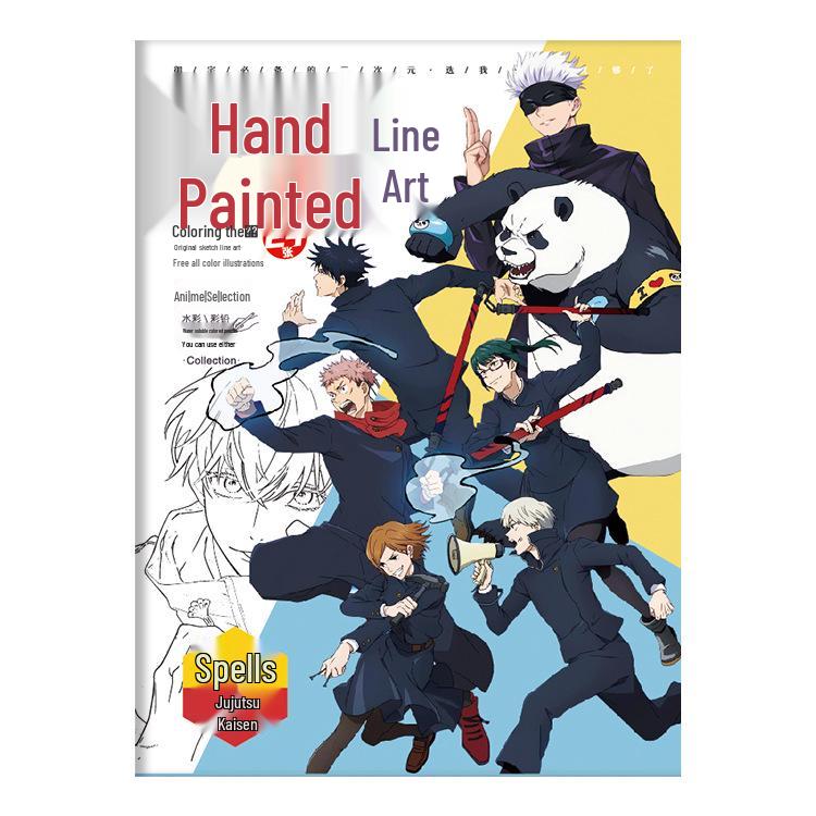 Раскраска в стиле аниме, нарисованная от руки: Линейные рисунки из One Piece, Naruto, Demon Slayer, Identity V и Conan