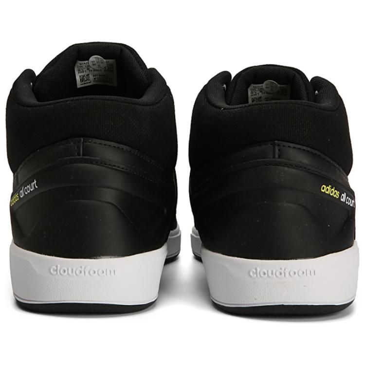 Adidas Cloudfoam All Court Comfortable Versatile Non-Slip Durable High-Top Tennis Shoes Men Sneakers Black B43873
