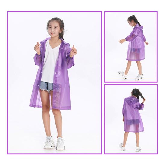 Детский плащ для мальчиков и девочек, прозрачный длинный дождевик с капюшоном из ЭВА, уличная дождевик