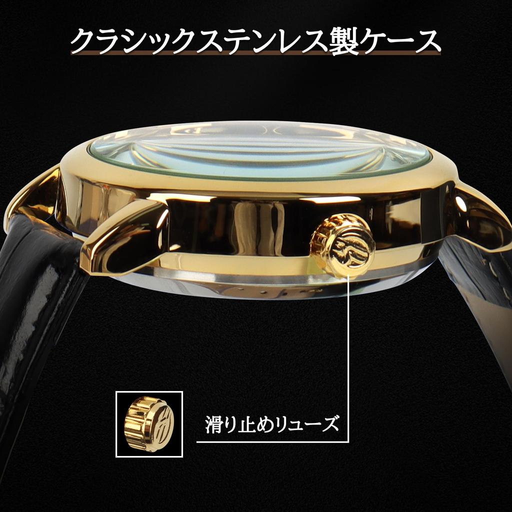 TeamSky Mechanical Roman Numeral Watch Retro Hollow Mechanical Watch Band C Men's (Gold Case/Leather (Type Band))