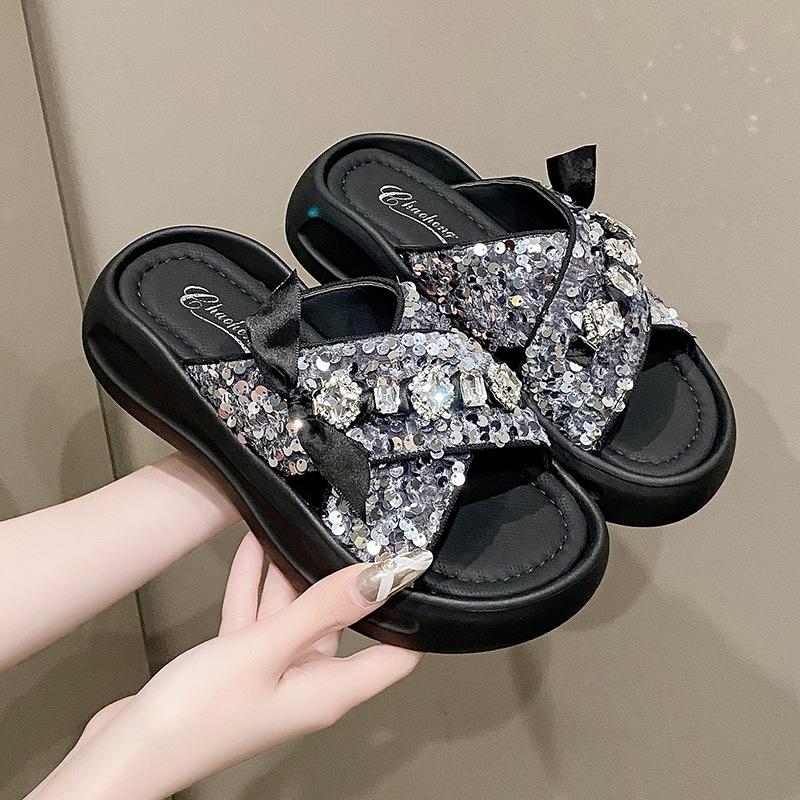 Модные пляжные туфли Домашние тапочки Тапочки на платформе Женские шлепанцы Сабо Натуральная кожа 2025 Женская обувь из натуральной кожи Женские тапочки