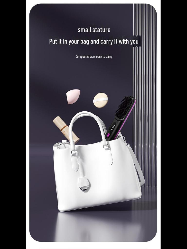 Portable Wireless Hair Straightening Comb - Anti-Scald, LCD Display, Long-Lasting Styling, Gentle On Hair, Ideal for Inner Buckle Bangs