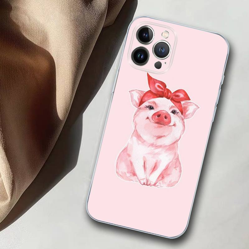 Cute Little Pet Pig Phone Case Silicone Soft for Iphone 14 13 12 11 Pro Mini XS MAX 8 7 6 Plus X XS XR Cover