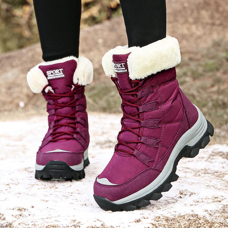 Women Winter Snow Lace Up Ankle Boots Keep Warm Shoes