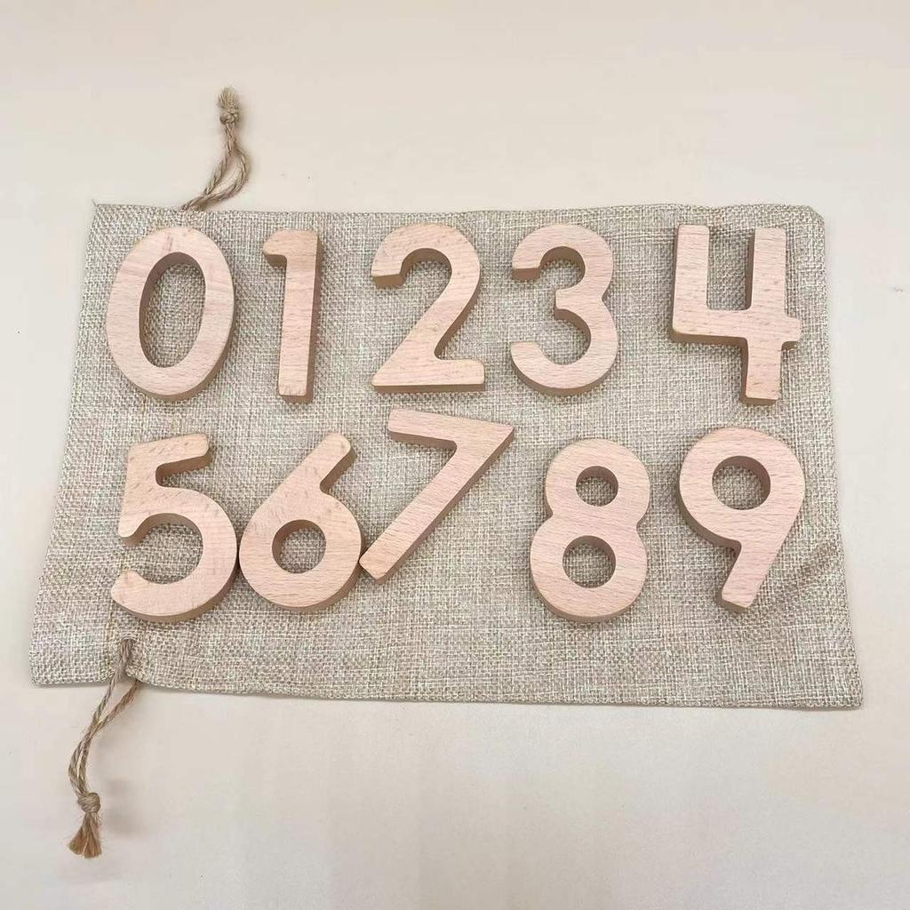 Wooden Preschool Math Ten-grid Counter Building Block Number Operation Addition and Subtraction Wooden Toy