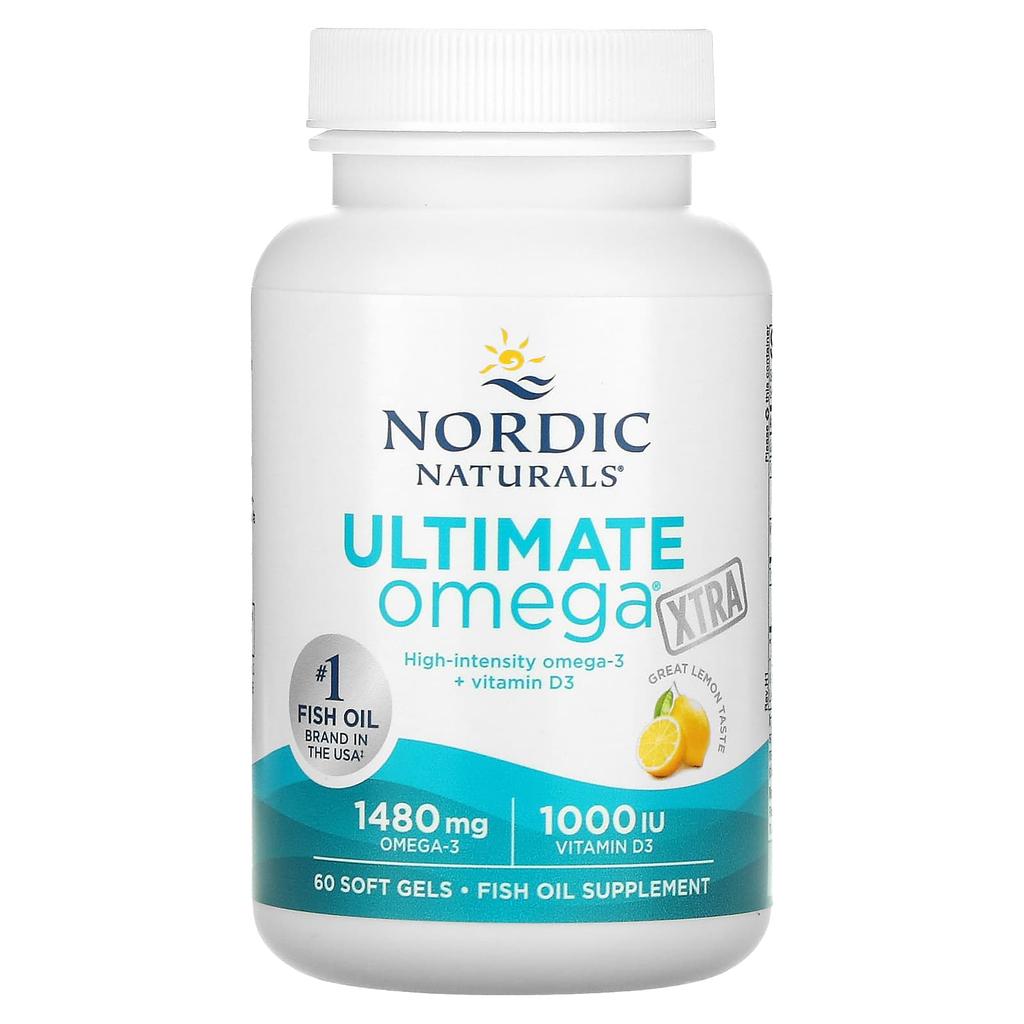 Nordic Naturals Ultimate Omega Xtra, Lemon, 1,480 Mg, 60 Softgels (740 Mg Per Softgel)
