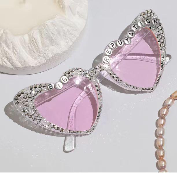 Bridal sunglasses BRIDE fashion rhinestone inlaid bride letters pearl peach heart bachelorette party sunglasses