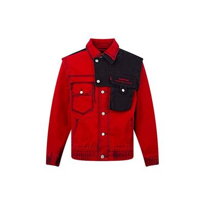 Совместная работа Levis X Feng Chen Wang, асимметричная повседневная джинсовая куртка с карманами, мужские куртки красного цвета A1053-0000