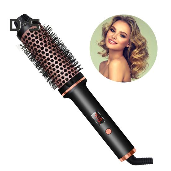 3-в-1 38-миллиметровая щипцы для завивки волос с термощеткой, быстрый нагрев, круглая щетка с отрицательными ионами, электрические инструменты для завивки волос