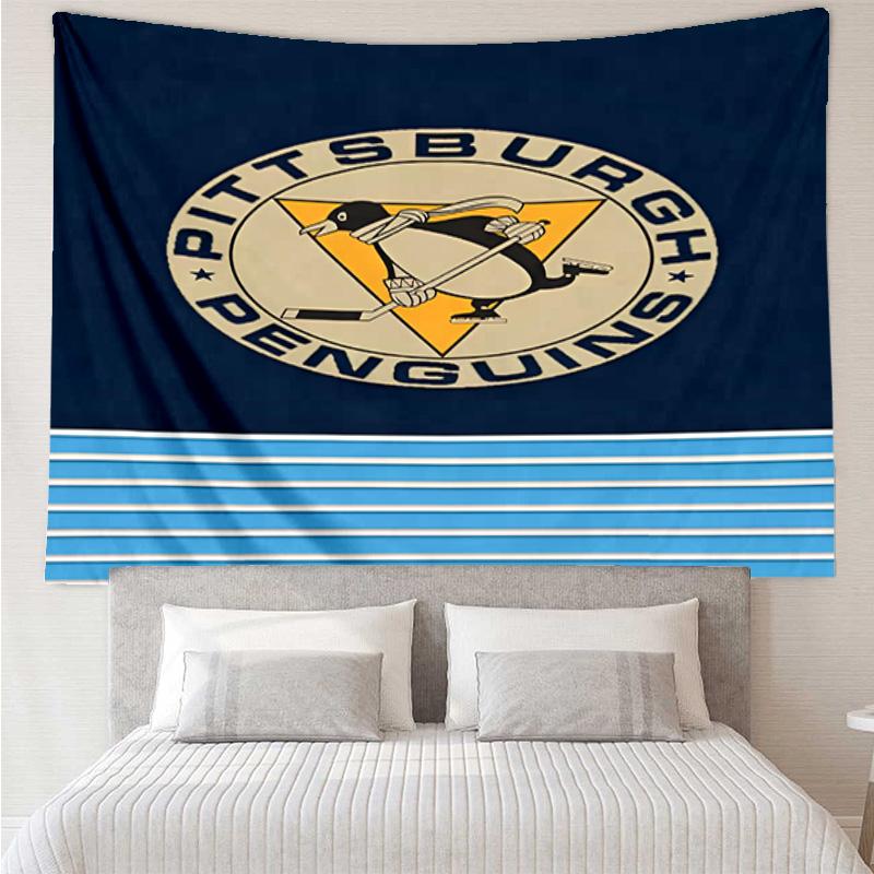 Penguins Hockey Jersey Tapestry, Unique Design Tapestry, Wall Decor for Bedroom,Livingroom, Playroom,Heartwarming Fan Holiday Gifts