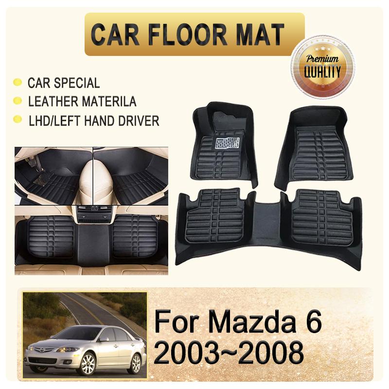 Автомобильные коврики для Mazda 6 Mazda6 GG1 GY 2003 2004 2005 2006 2007 2008 Кожаные накладки Коврики под ноги Чехлы для леворульных Автоаксессуары