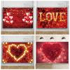 Red Rose&Heart Backdrops for Wedding Valentine's Day Birthday Party Background Decoration