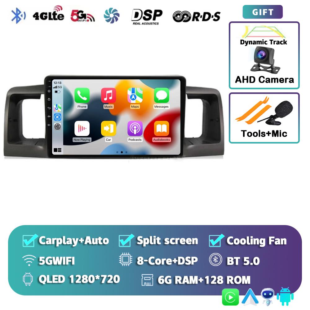 Android 14 Carplay Автомагнитола для Toyota Corolla E120 E 120 BYD F3 2007 2008 2009-2011 Мультимедийный Видеоплеер GPS Стерео