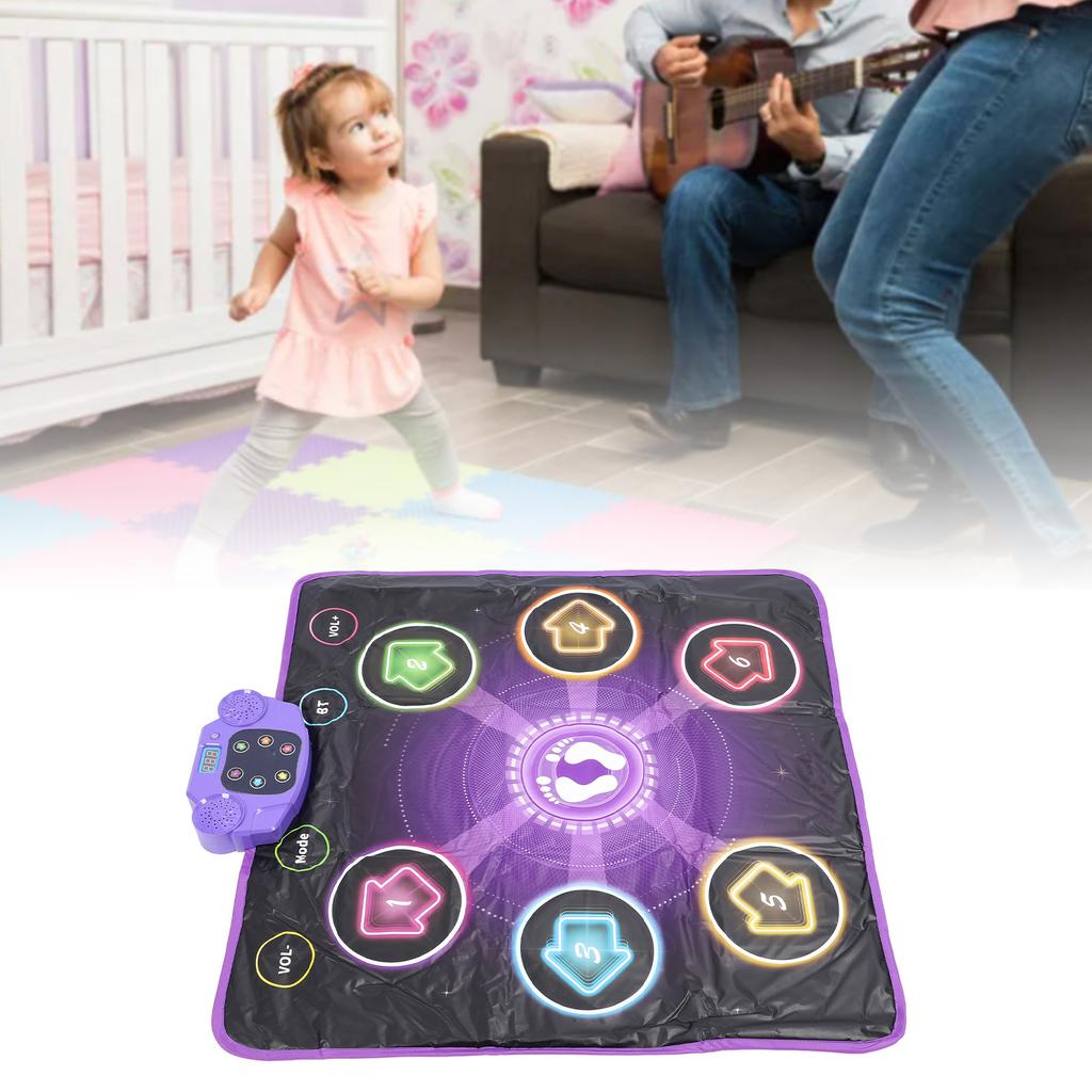 Light Up Dance Mat Toy for Kids Wireless Bluetooth Built In Music Adjustable Volume 6 Buttons Anti S