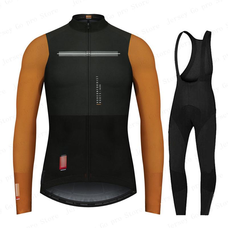 New Spring/Autumn Triathlon Men Long Sleeve Cycling Clothing Breathable Anti-UV Bicycle Jersey Set Wear Bib Pants Ropa Ciclismo