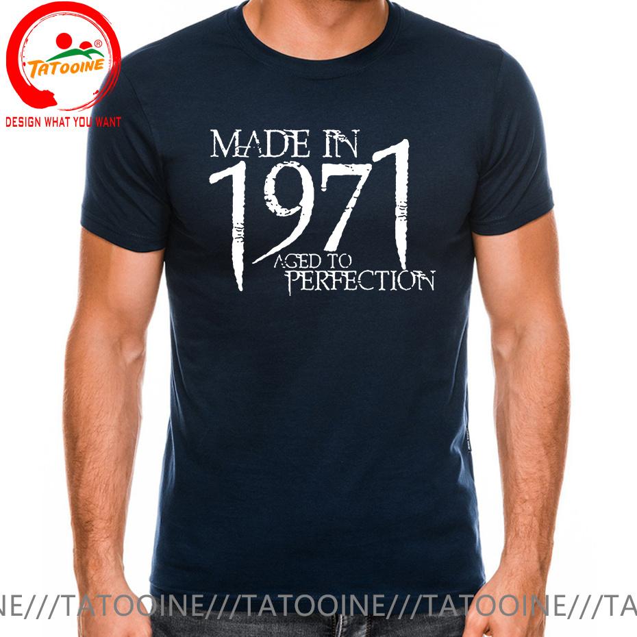 Рожден в 1971 году Большой размер 5xl 6xl Футболка Унисекс Футболка Мужская Летняя Сделано в 1971 году Выдержана до совершенства Футболка Унисекс Подарки на День Рождения Футболка