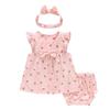 Baby One Hair 3 Piece Short Ruffle All Over Months [Reegoo Peter] Одежда, Часть, Платье, Брюки, Аксессуары, Комплект, Девочки, Рукава, Лето, Хлопок,