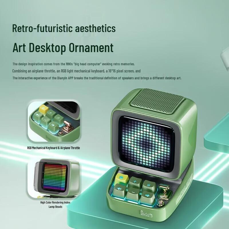 Divoom Ditoo-Mic Retro Pixel Art Bluetooth Speaker with Karaoke Microphone