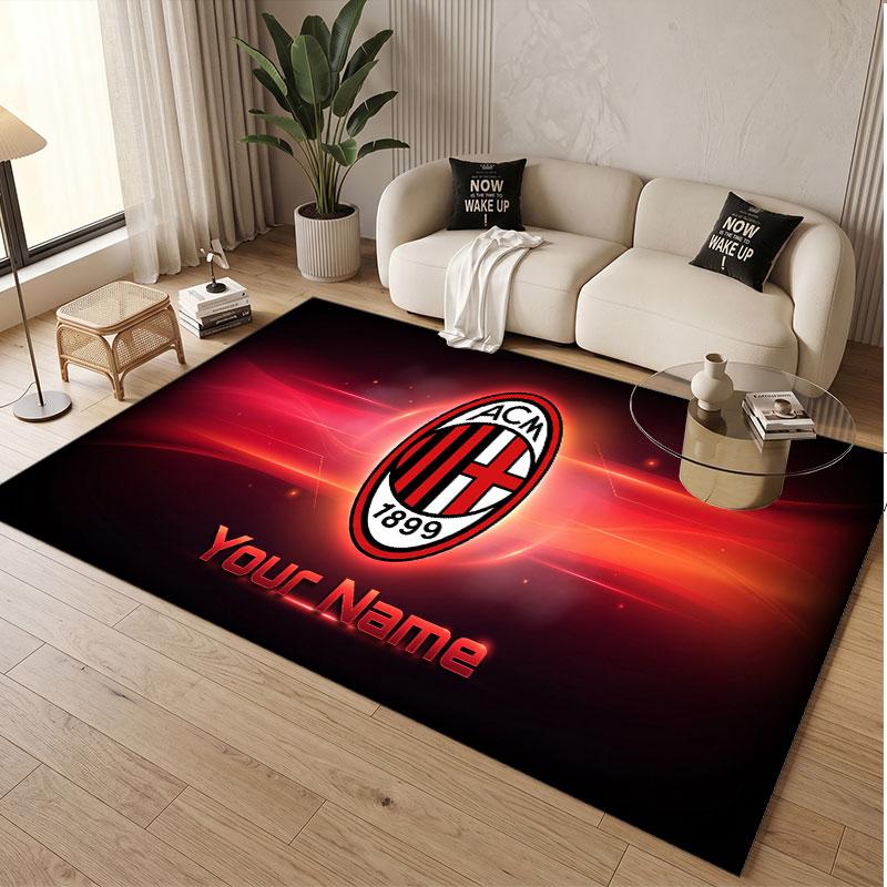 Custom Rug AC Milan Pattern Print Name Text Soft Non‑Slip Floor Carpet for Home Indoor Decoration