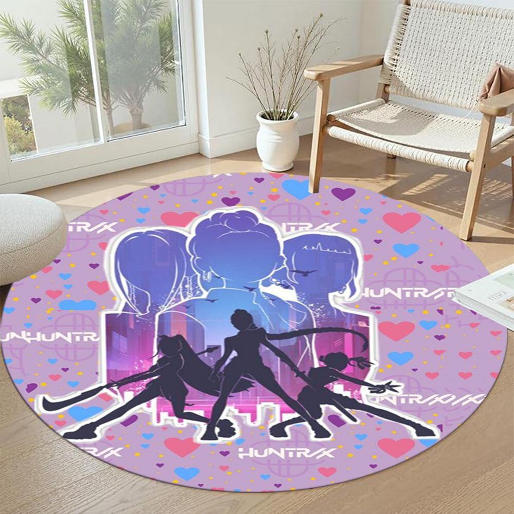 K-pop Round Area Rug Suitable for Foyer Dormitory Playrooms Dining Room Antislip Round Carpet Office home decor Best for Christmas