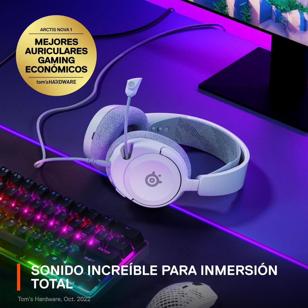 SteelSeries Arctis Nova 1 Gaming Headset Drivers Spatial Audio Comfortable Design Durable Ultralight Microphone PC Switch Xbox White Multi-System -