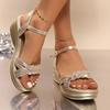 Plus Size Fashion Weaving Platform Sandals for Women Gold Silver Wedge Sandals Woman Summer 2025 Comfort Thick Sole Beach Shoes