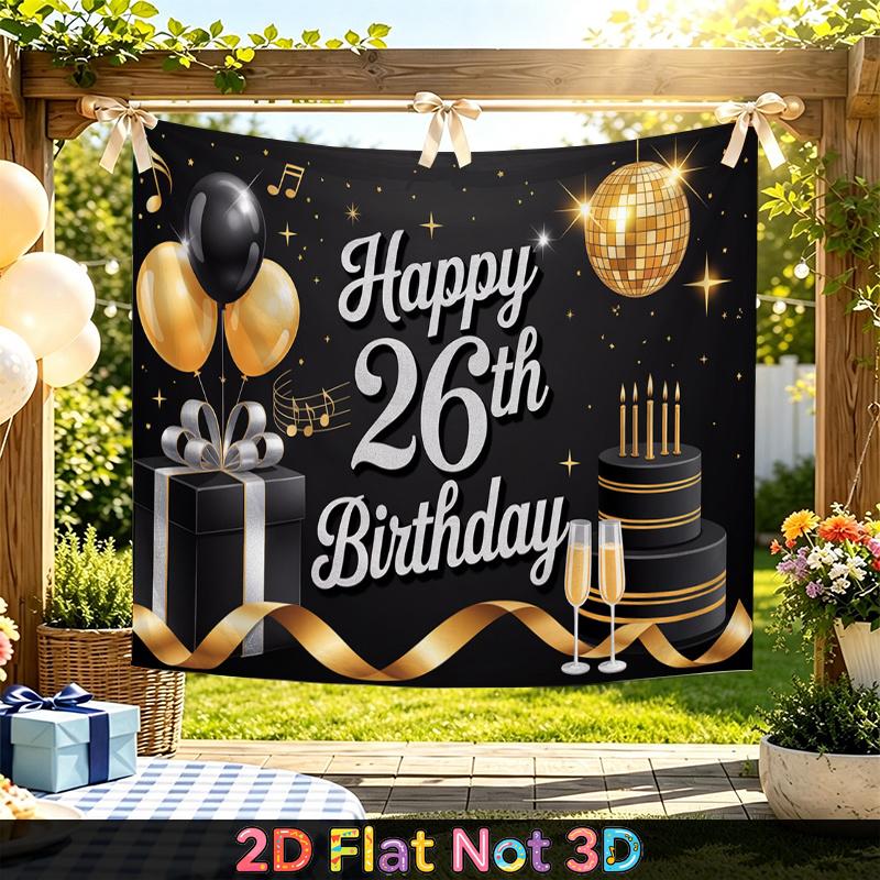 1pc Birthday 26th Balloon Elegant Party Banner Red